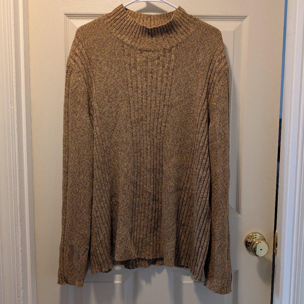 Express Men's XL Brown Mock Neck Cable Knit Sweater